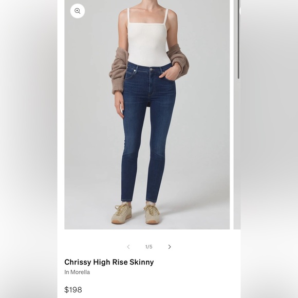 Citizens of Humanity Chrissy High-Rise Skinny Jeans Dark Blue Black Size 27 EUC - Picture 1 of 17